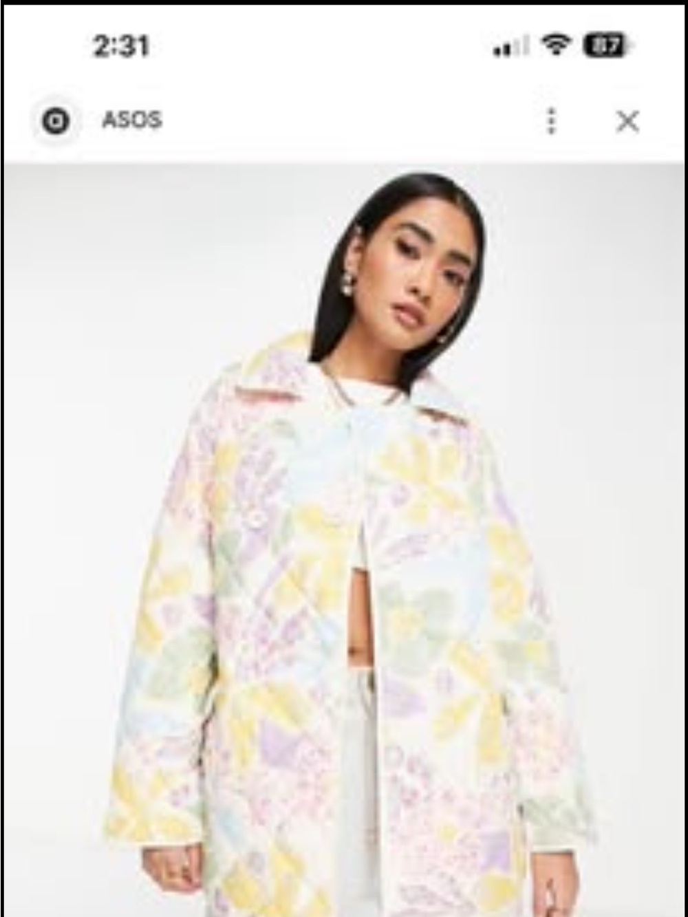 ASOS Pastel Quilted Coat in Yellow, Blue, Pink, Green